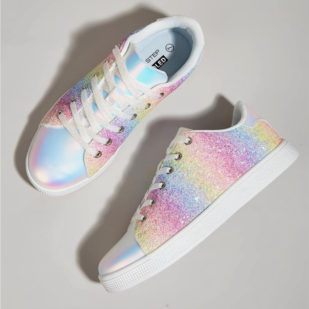 Rainbow pastel glitter sparkly sneakers